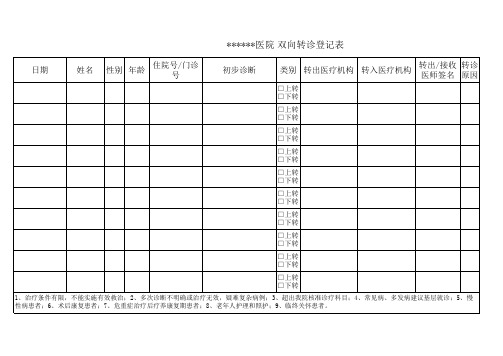 双向转诊登记表