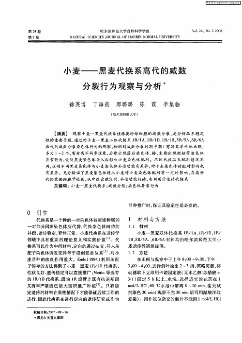 小麦——黑麦代换系高代的减数分裂行为观察与分析