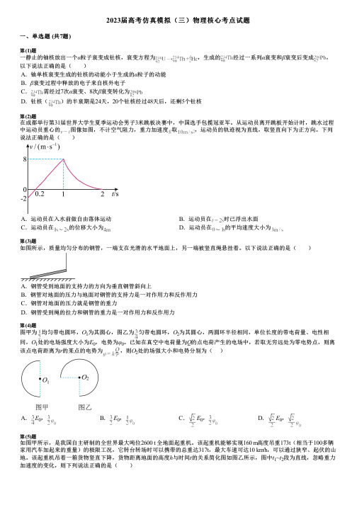 2023届高考仿真模拟(三)物理核心考点试题