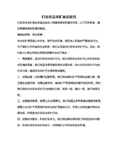 打击非法采矿表态发言