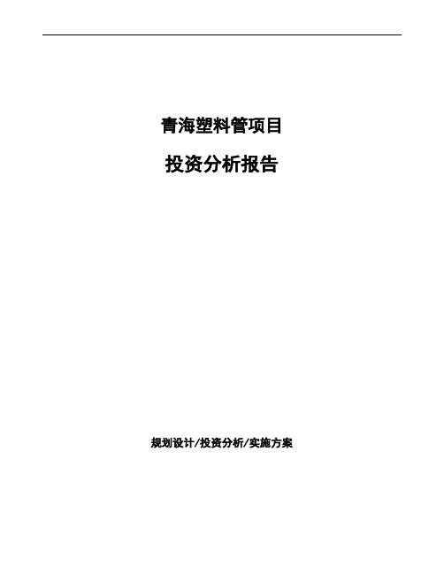 青海塑料管项目投资分析报告