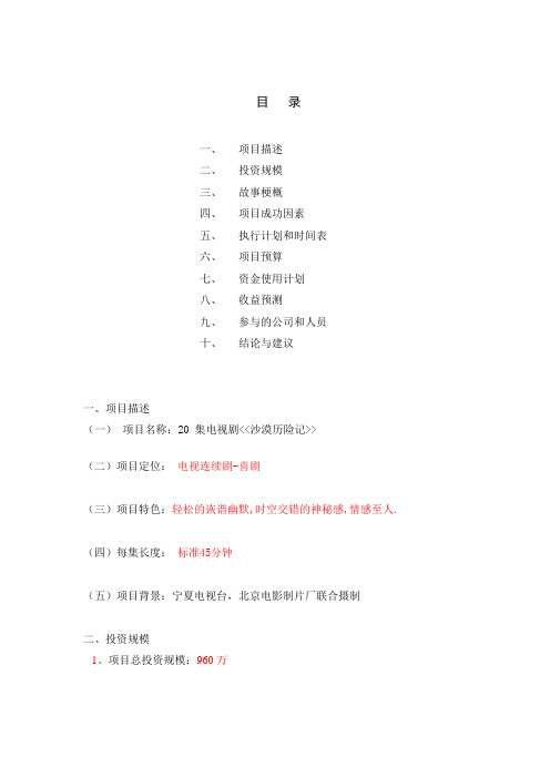 影视制作项目立项申请报告