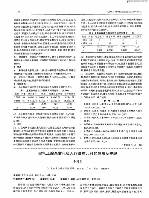 空气压缩泵雾化吸入疗法在儿科的应用及护理