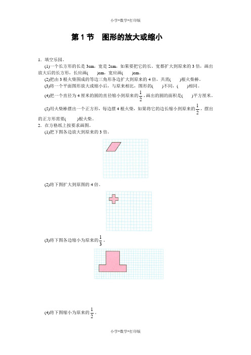 西师大版-数学-六年级上册-【高效课堂】《图形的放大或缩小》双基训练