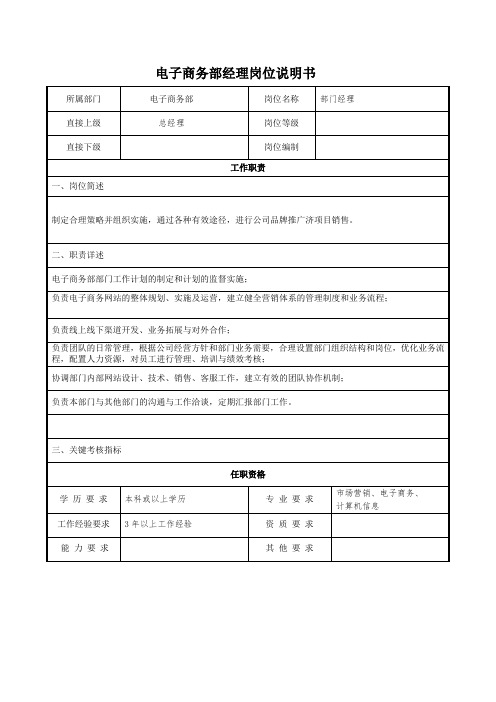 电子商务部经理岗位说明书(标准版)