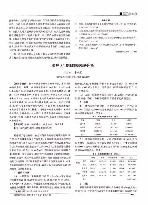 肺癌84例临床病理分析