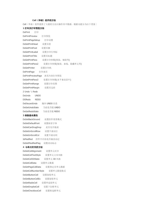 Cell(华表)组件的方法