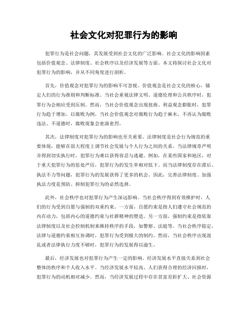 社会文化对犯罪行为的影响