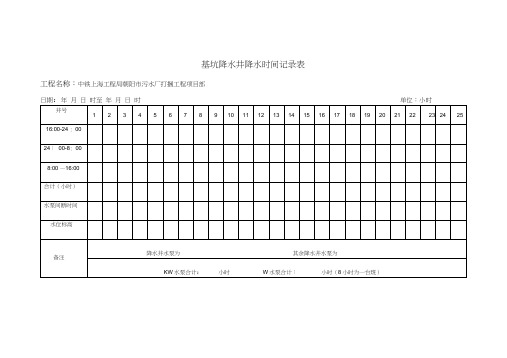 基坑降水井降水时间记录表