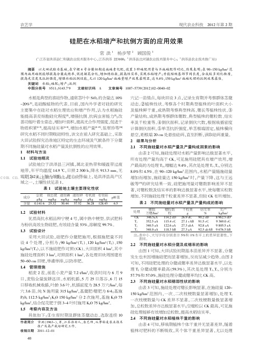 硅肥在水稻增产和抗倒方面的应用效果