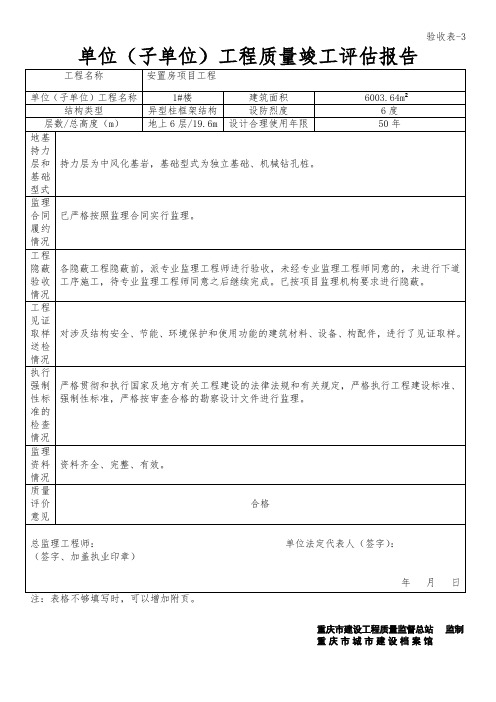 安置房质量评估报告1