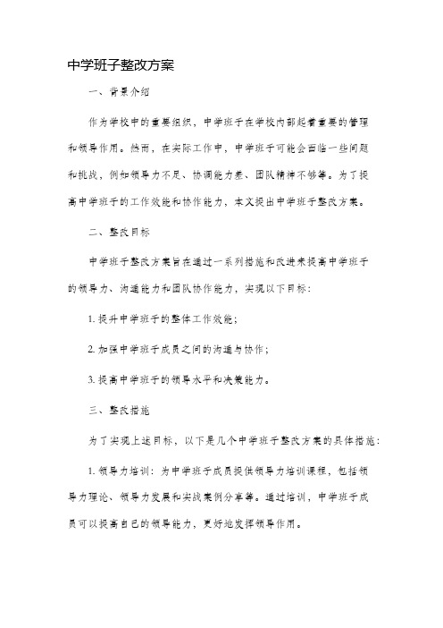 中学班子整改方案