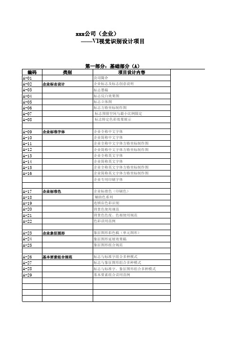 全套企业VI设计项目清单 version 