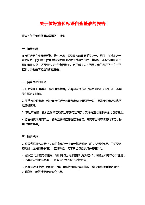 关于做好宣传标语自查整改的报告