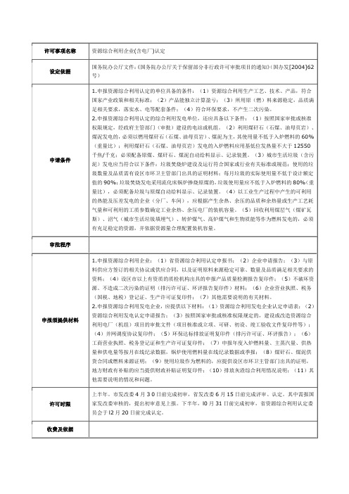 资源综合利用企业(含电厂)认定