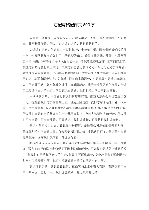 忘记与铭记作文800字