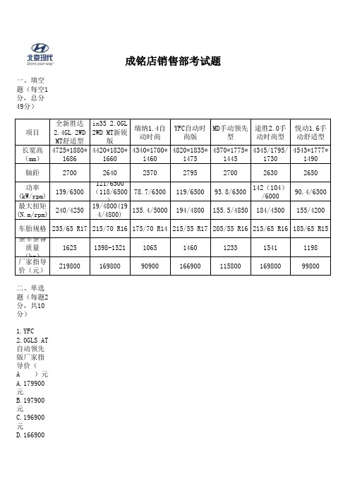 销售入职考题答案