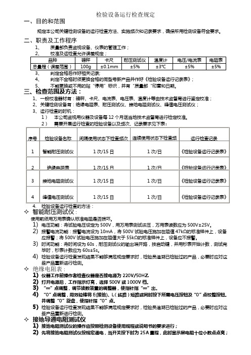 检验设备运行检查规定