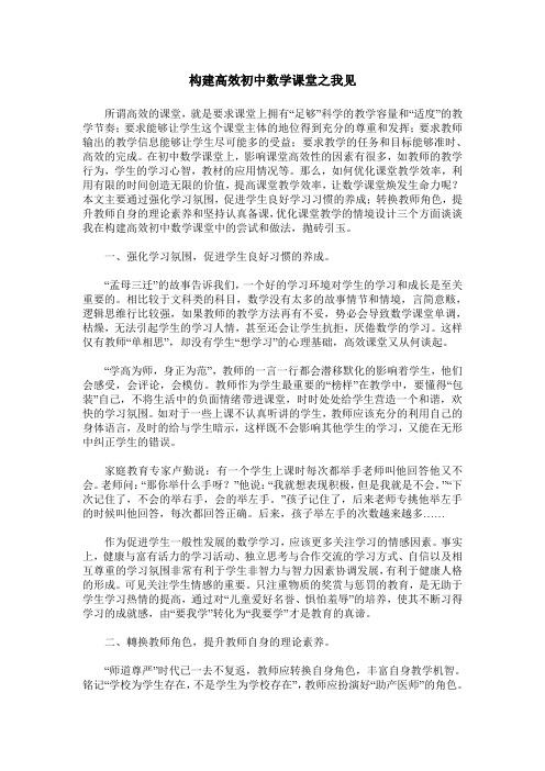 构建高效初中数学课堂之我见