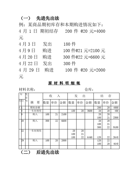 先进先出法 会计