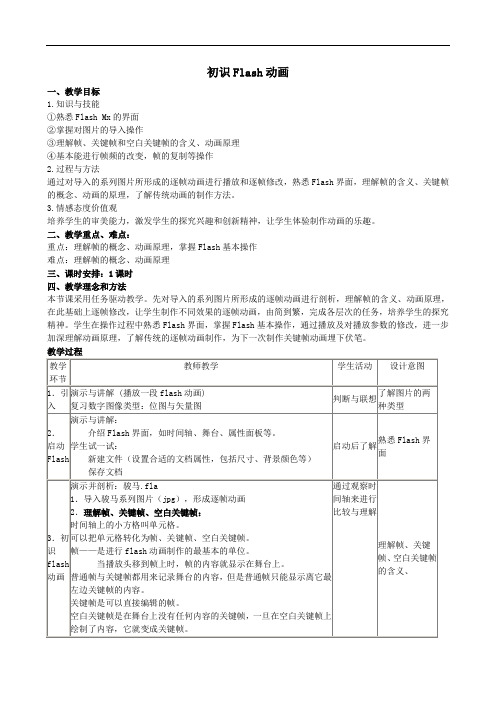 初识Flash动画 教学设计