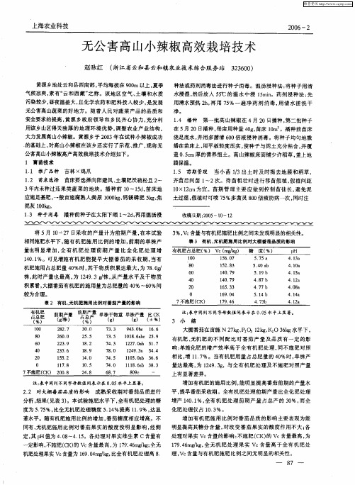 无公害高山小辣椒高效栽培技术