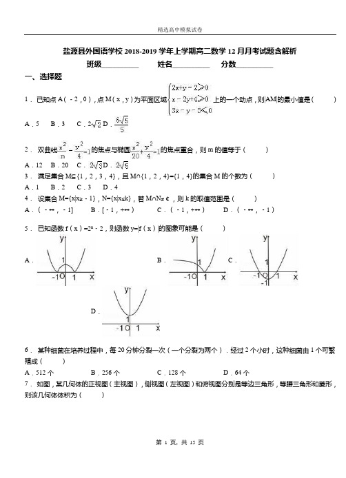 盐源县外国语学校2018-2019学年上学期高二数学12月月考试题含解析