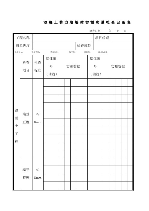 建筑施工单位实测实量表格