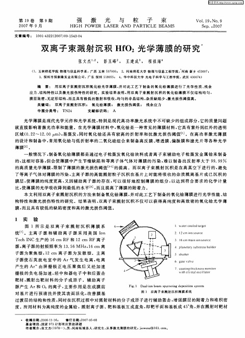 双离子束溅射沉积HfO2光学薄膜的研究