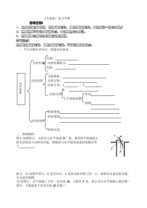 中考物理复习《光现象》复习学案