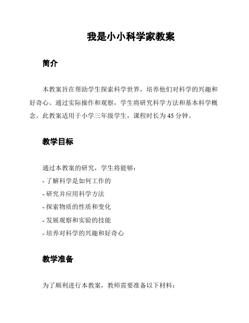 我是小小科学家教案