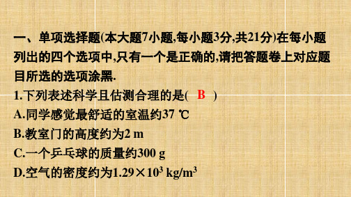 广东省初中学业水平考试：物理仿真模拟卷及答案