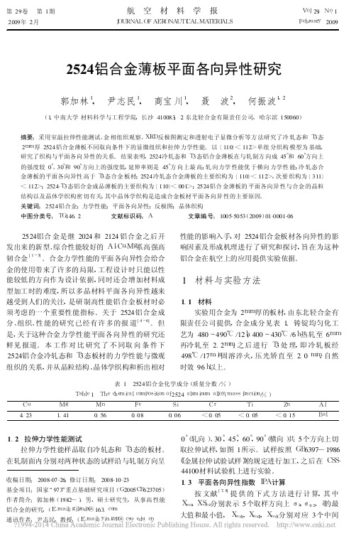 2524铝合金薄板平面各向异性研究