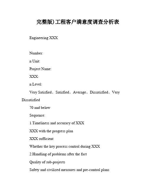 完整版)工程客户满意度调查分析表