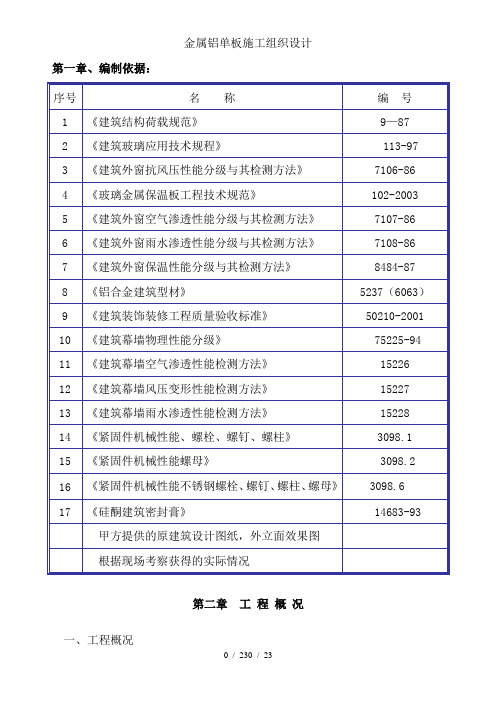 金属铝单板施工组织设计