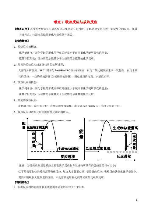 高中化学最基础考点系列考点吸热反应与放热反应新人教选修