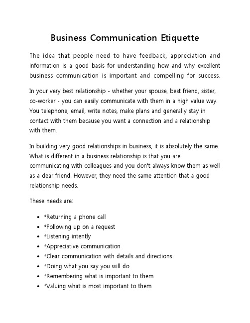 Business Communication Etiquette