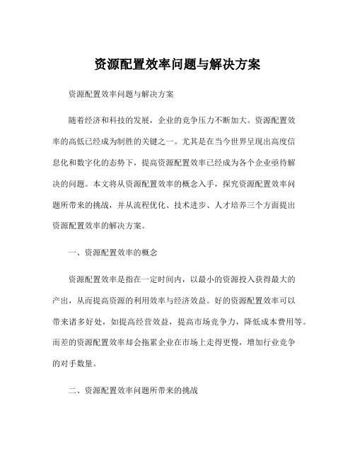 资源配置效率问题与解决方案