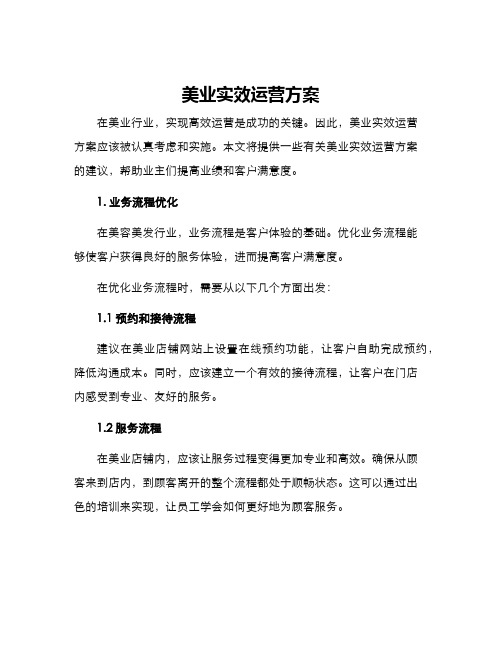 美业实效运营方案