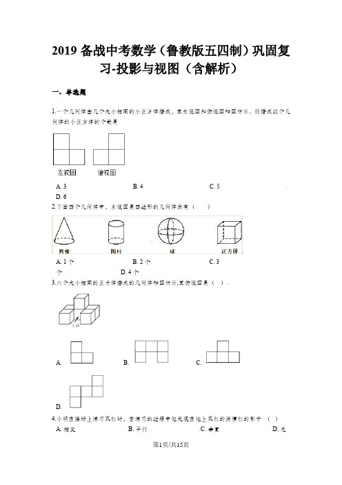 备战中考数学(鲁教版五四制)巩固复习投影与视图(含解析)