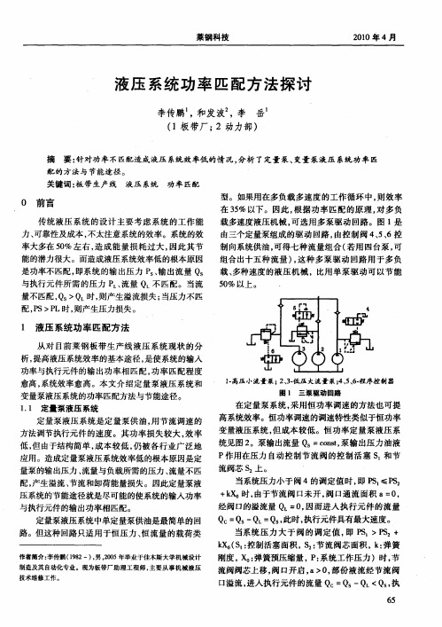 液压系统功率匹配方法探讨