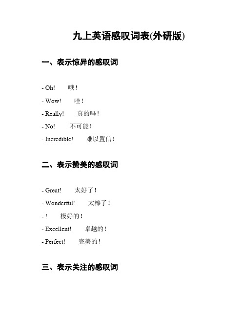 九上英语感叹词表(外研版)
