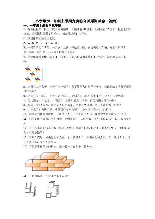 小学数学一年级上学期竞赛综合试题测试卷(答案)