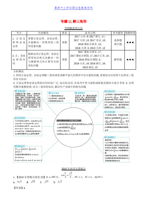 精品三年高考2016_2018高考数学试题分项版解析专题11解三角形理含解析61