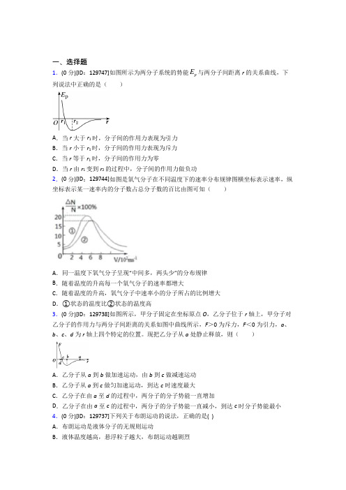 上海七宝第三中学高中物理选修三第一章《分子动理论》测试(包含答案解析)