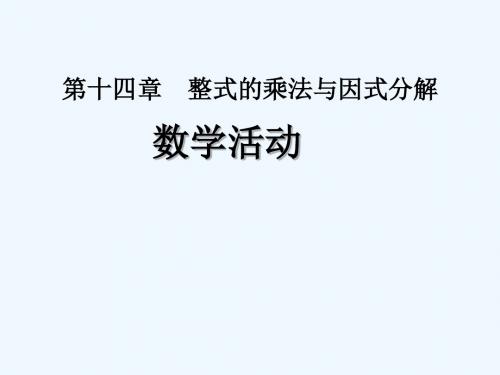 数学人教版八年级上册第十四章 《整式的乘法与因式分解》 数学活动