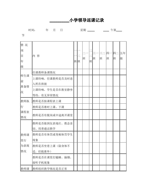 小学领导巡课记录