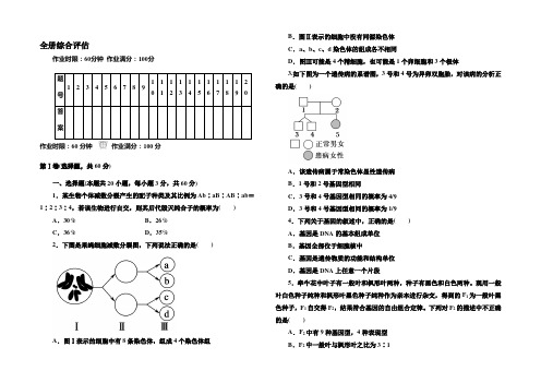 《红对勾》2020-2021学年高一生物人教版必修二 全册综合评估测试