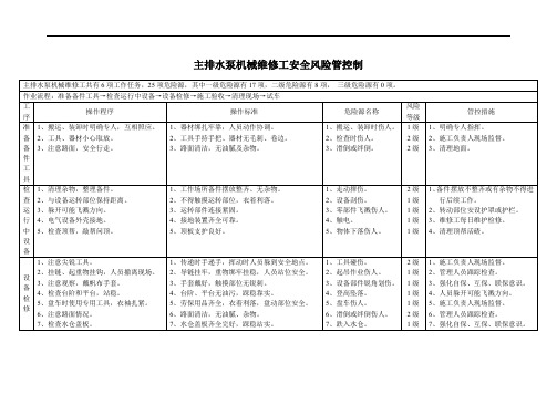 主排水泵机械维修工安全风险管控制