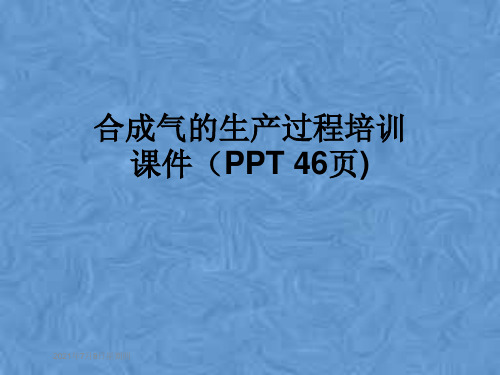 合成气的生产过程培训课件(PPT 46页)